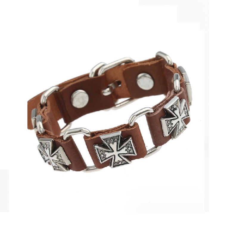 Cross PU Leather Bracelet For Men